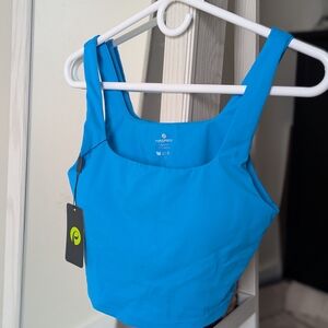 Blue Tank Top Pinspark With Built In Bra NWT